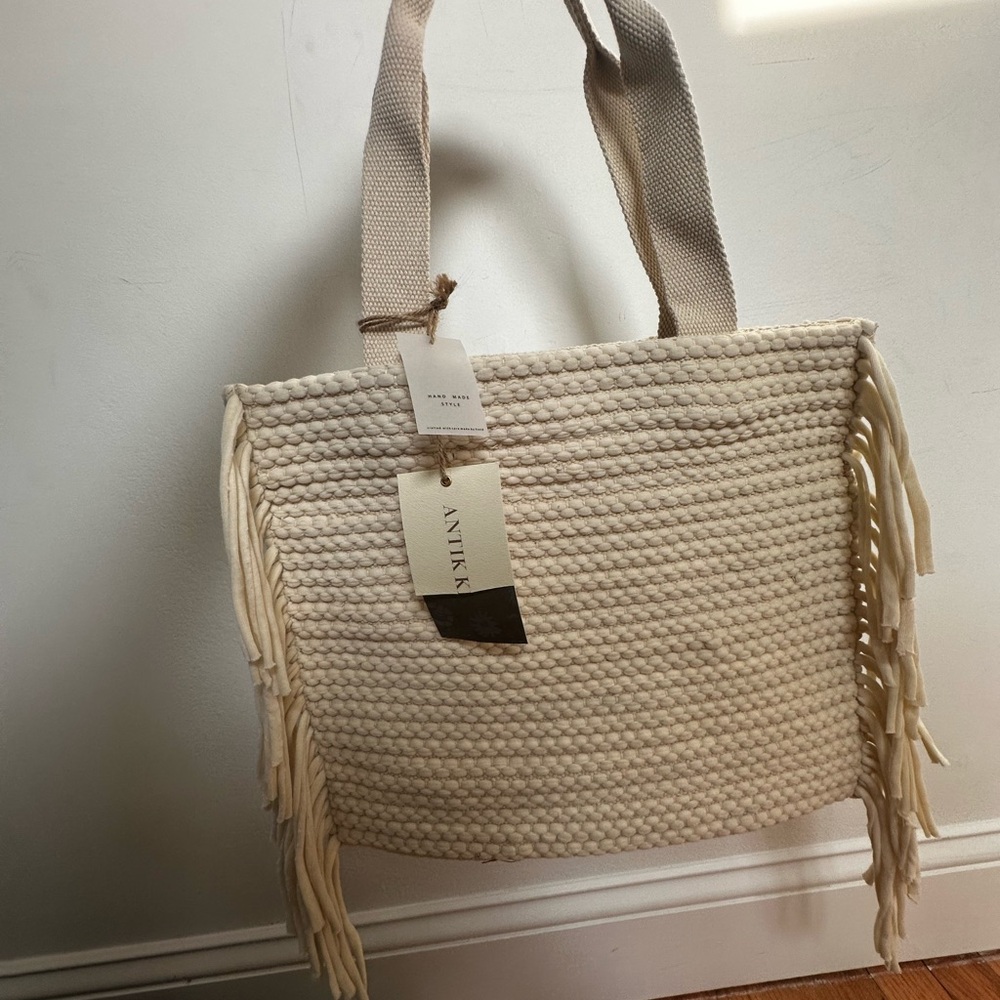 N/A Cream Knit Tote Bag